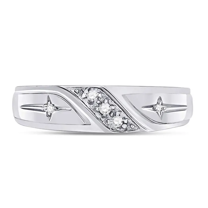 gndatlanta Rings 14k White Gold Round Diamond Cross Wedding Band 120 Cttw