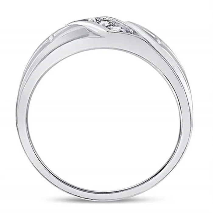 gndatlanta Rings 14k White Gold Round Diamond Cross Wedding Band 120 Cttw