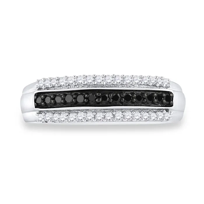 gndatlanta Sterling Silver Round Black Diamond Band Ring 14 Cttw Rings