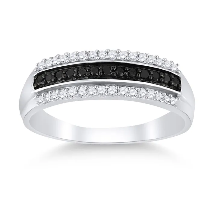 gndatlanta Sterling Silver Round Black Diamond Band Ring 14 Cttw Rings