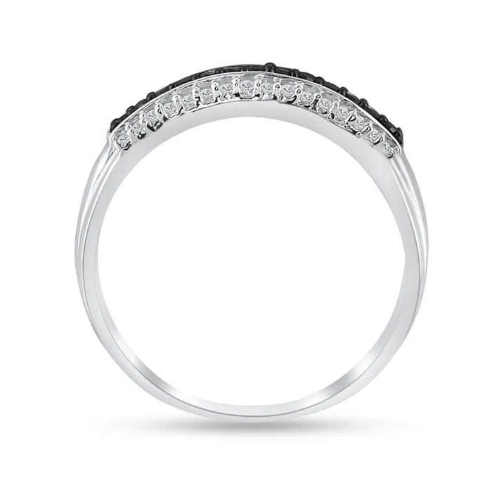 gndatlanta Sterling Silver Round Black Diamond Band Ring 14 Cttw Rings