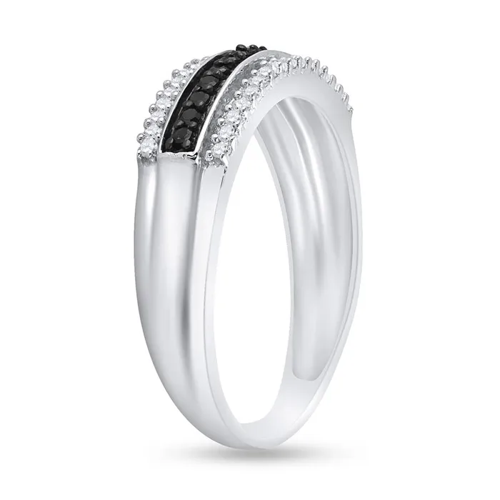 gndatlanta Sterling Silver Round Black Diamond Band Ring 14 Cttw Rings