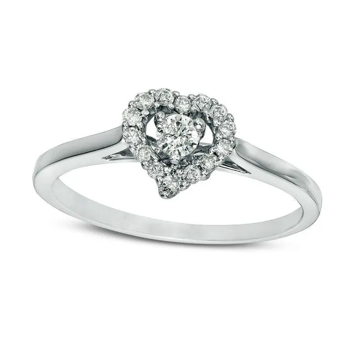 Goldia 020 CT TW Natural Diamond Heart Frame Promise Ring in Solid 10K White Gold Rings Goldia 020 CT TW Natural Diamond Heart Frame Promise Ring in Solid 10K White Gold Rings