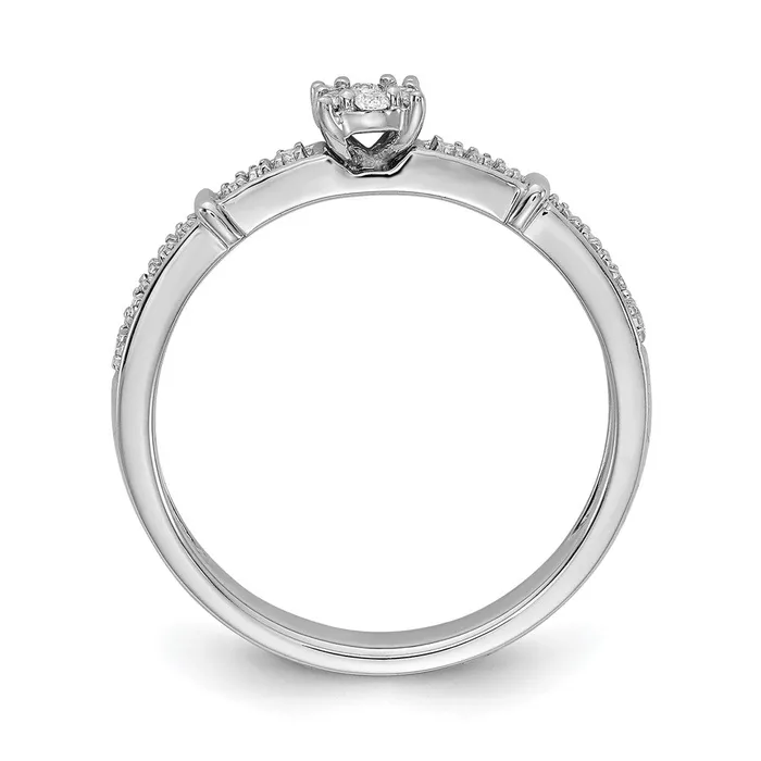 Goldia 020ct CZ Solid Real 14K White Gold Complete Trio Engagement Ring Rings