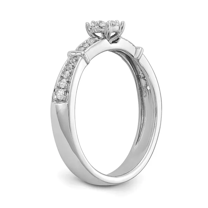 Goldia 020ct CZ Solid Real 14K White Gold Complete Trio Engagement Ring Rings