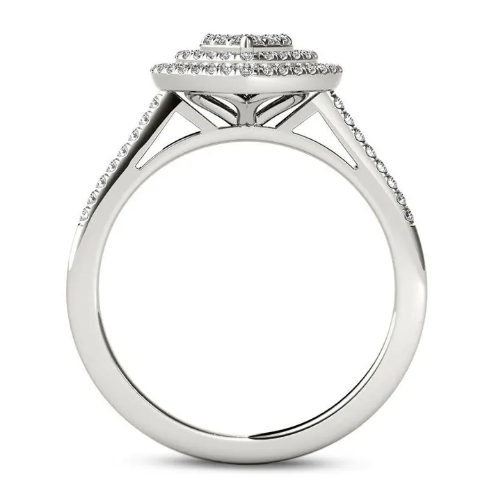 Goldia 033 CT TW Composite Natural Diamond Double Heart Frame Engagement Ring in Solid 10K White Gold Rings Goldia 033 CT TW Composite Natural Diamond Double Heart Frame Engagement Ring in Solid 10K White Gold Rings