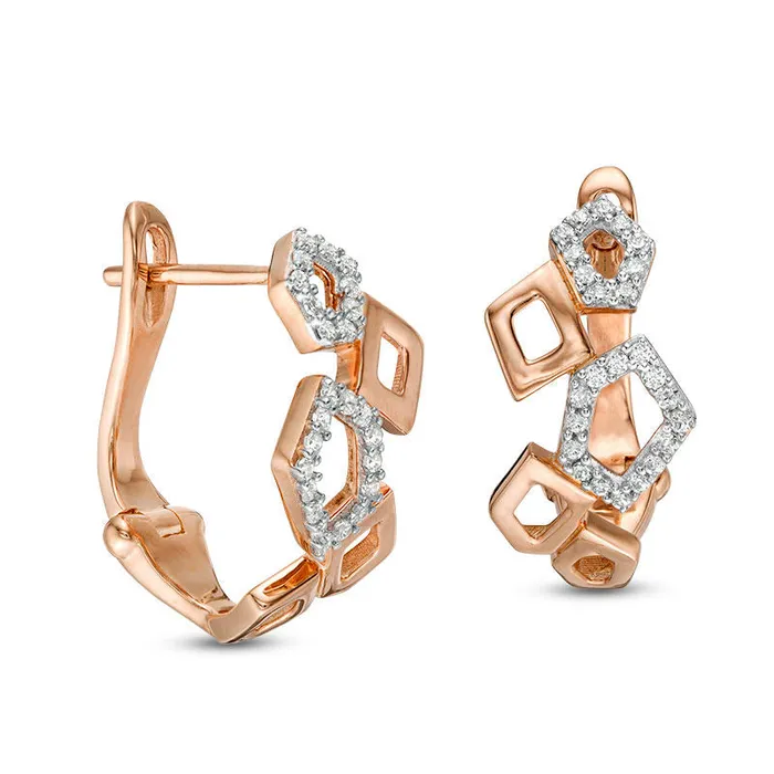 Goldia 033 CT TW Diamond Geometric Hoop Earrings in 10K Rose Gold Earrings Goldia 033 CT TW Diamond Geometric Hoop Earrings in 10K Rose Gold Earrings