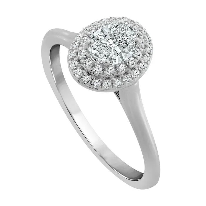 Goldia 075 CT TW Oval Natural Diamond Double Frame Engagement Ring in Solid 14K White Gold Rings Goldia 075 CT TW Oval Natural Diamond Double Frame Engagement Ring in Solid 14K White Gold Rings