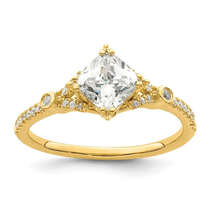 Goldia 075ct CZ Solid Real 14k Polish 34ct Cushion Engagement Dia Ring Rings Goldia 075ct CZ Solid Real 14k Polish 34ct Cushion Engagement Dia Ring Rings