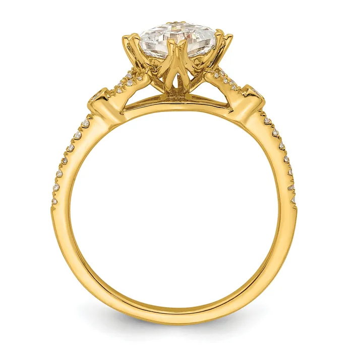 Goldia 075ct CZ Solid Real 14k Polish 34ct Cushion Engagement Dia Ring Rings