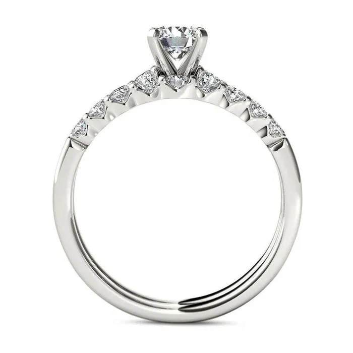 Goldia 10 CT TW Natural Diamond Bridal Engagement Ring Set in Solid 14K White Gold Rings Goldia 10 CT TW Natural Diamond Bridal Engagement Ring Set in Solid 14K White Gold Rings