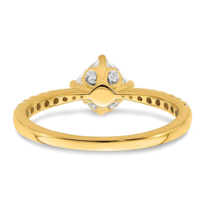 Goldia 100ct CZ Solid Real 14k Polish 1ct Cushion Leaf Design Dia Ring Rings