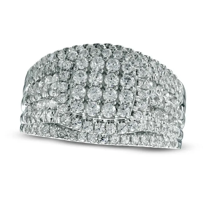 Goldia 15 CT TW Natural Diamond Square Composite MultiRow Ring in Solid 10K White Gold Rings Goldia 15 CT TW Natural Diamond Square Composite MultiRow Ring in Solid 10K White Gold Rings