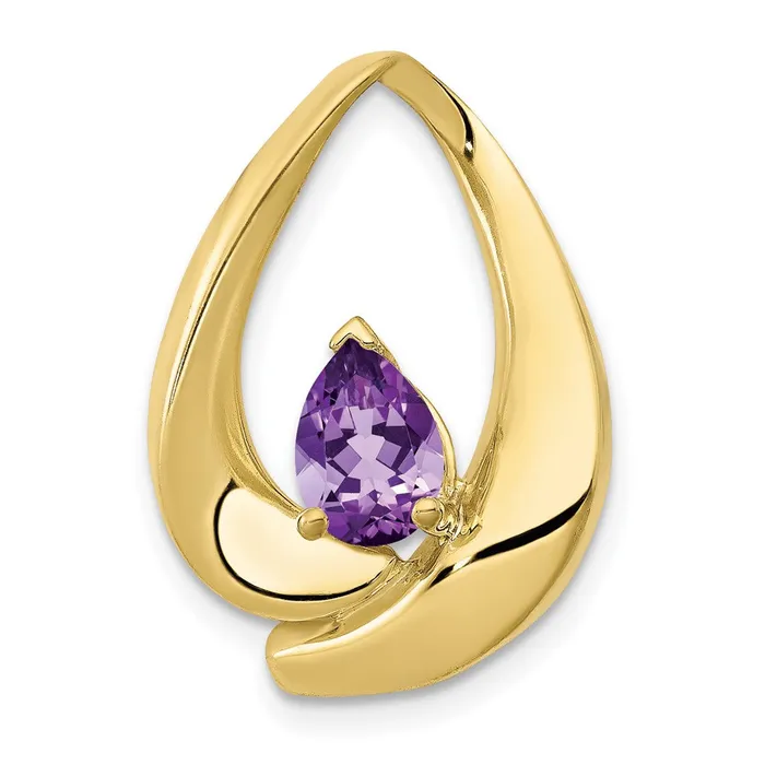 Goldia 10K Yellow Gold 7x5mm Pear Amethyst Slide Earrings