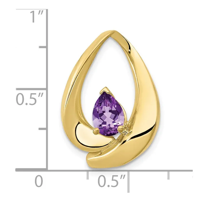 Goldia 10K Yellow Gold 7x5mm Pear Amethyst Slide Earrings