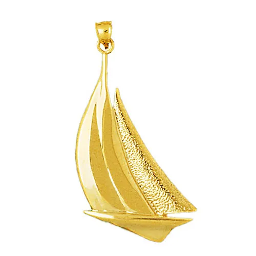 Goldia 14K Gold 32MM Sailboat Pendant PreStyled Sets