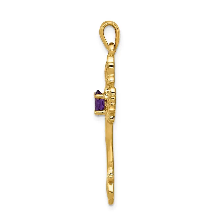 Goldia 14k Polished Amethyst Cross Pendant Necklaces