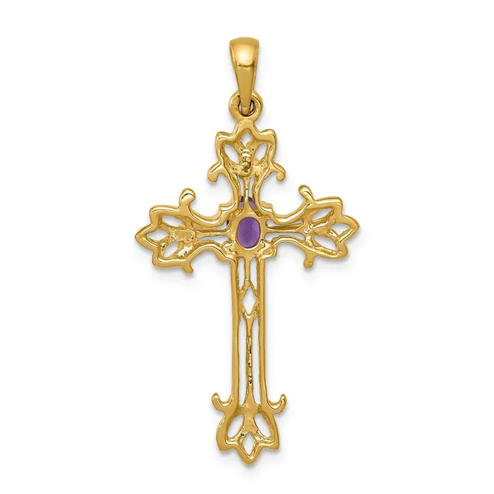 Goldia 14k Polished Amethyst Cross Pendant Necklaces