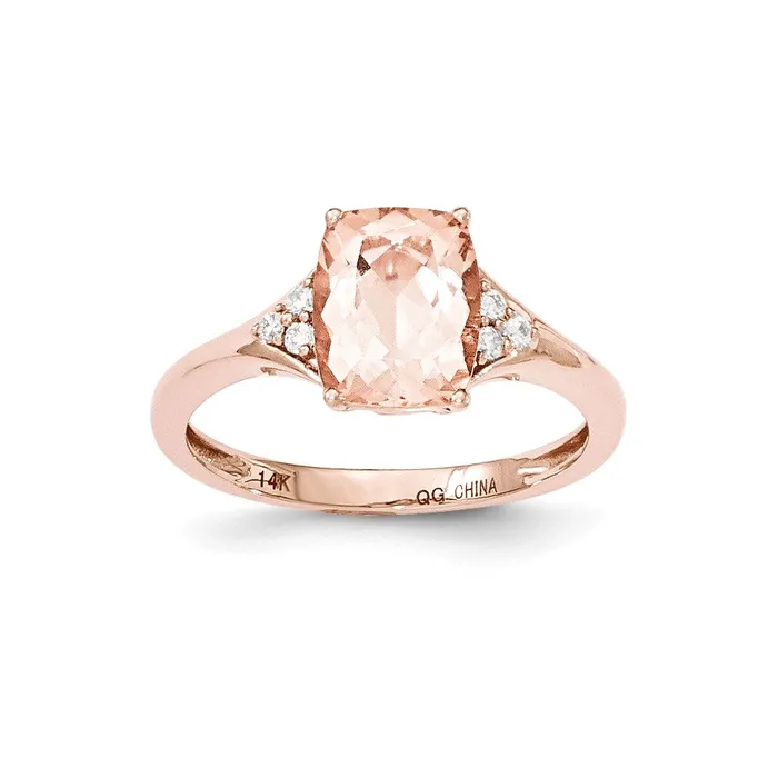 Goldia 14k Rose Gold Morganite u0026 Real Diamond Ring Rings