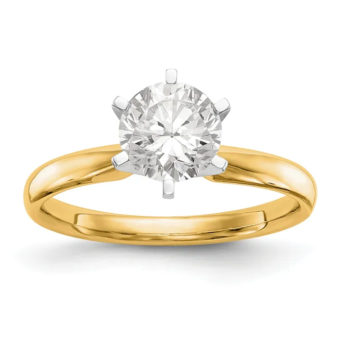 Goldia 14k Twotone 14 Ct Round VSSI GH Lab Grown Diamond Solitaire Lightweight Comfort Fit 6 Prong Ring Rings Goldia 14k Twotone 14 Ct Round VSSI GH Lab Grown Diamond Solitaire Lightweight Comfort Fit 6 Prong Ring Rings