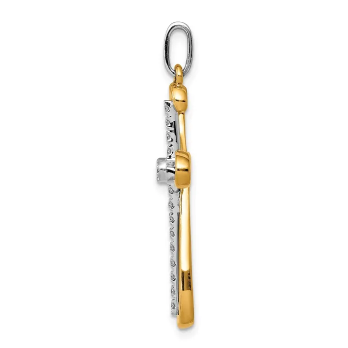 Goldia 14k TwoTone Gold 16ct Real Diamond Cross Pendant Rings