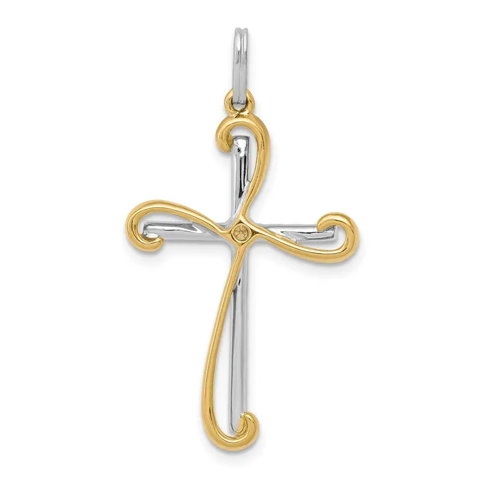 Goldia 14k TwoTone Gold 16ct Real Diamond Cross Pendant Rings