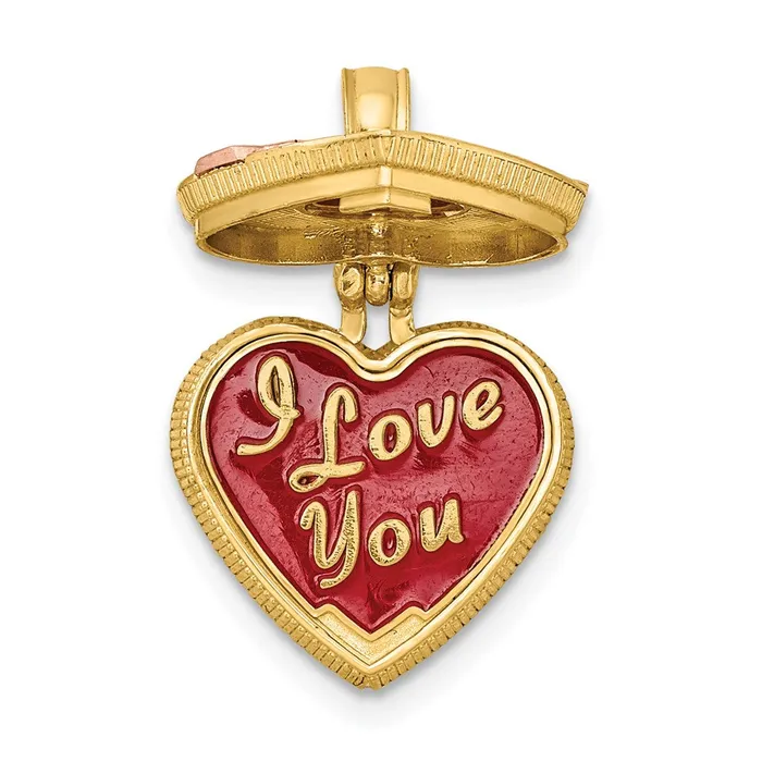 Goldia 14k Twotone Gold 3D Candy Box wEnamel I LOVE YOU Inside Charm Rings