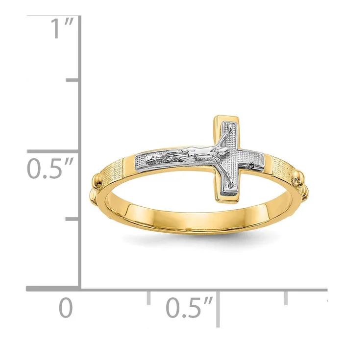 Goldia 14K TwoTone Gold Crucifix Rosary Ring Rings