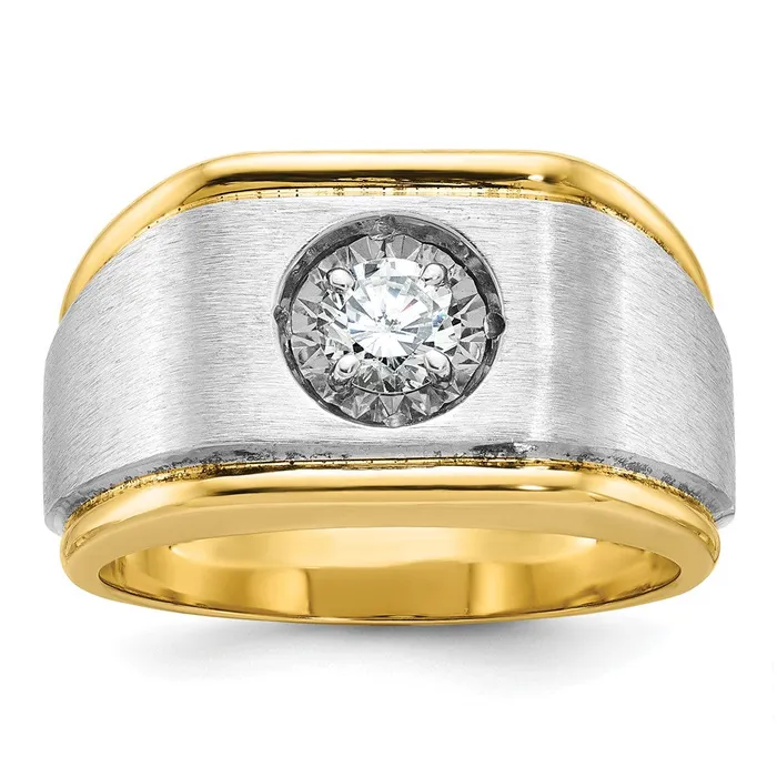 Goldia 14k Twotone Gold Mens Polished and Satin Diamond Ring Mounting Rings Goldia 14k Twotone Gold Mens Polished and Satin Diamond Ring Mounting Rings