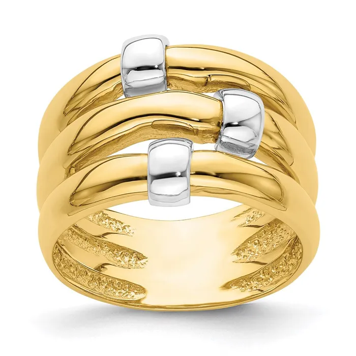Goldia 14k TwoTone Gold Polished Dome Band Rings