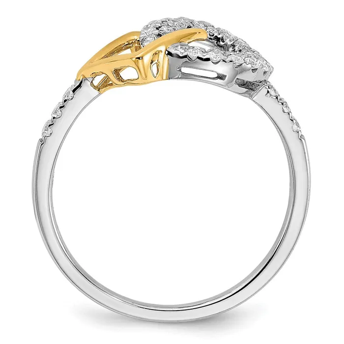 Goldia 14k TwoTone Gold Polished Real Diamond Circle and Square Ring Rings