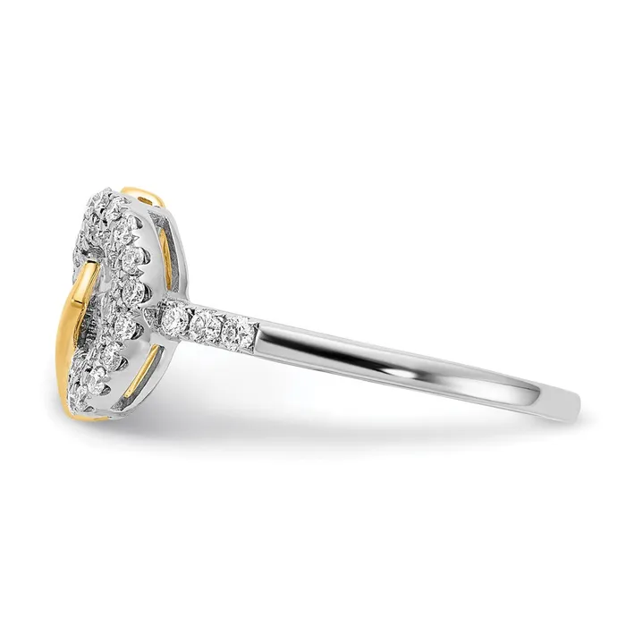 Goldia 14k TwoTone Gold Polished Real Diamond Circle and Square Ring Rings