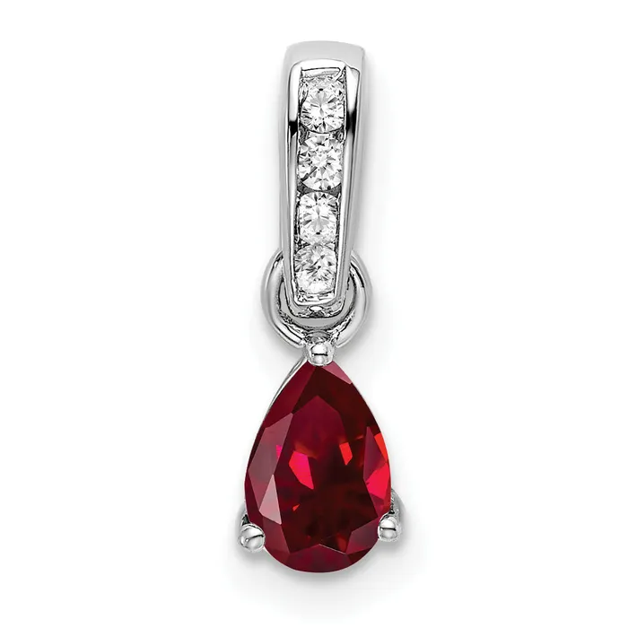 Goldia 14k White Gold 120 Ct Lab Grown Diamond VSSI G and Lab Created Ruby Pendant Necklaces Goldia 14k White Gold 120 Ct Lab Grown Diamond VSSI G and Lab Created Ruby Pendant Necklaces