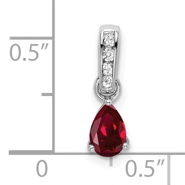 Goldia 14k White Gold 120 Ct Lab Grown Diamond VSSI G and Lab Created Ruby Pendant Necklaces