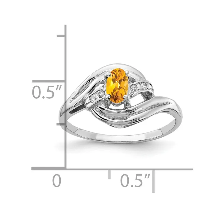 Goldia 14k White Gold 5x3mm Oval Citrine A Real Diamond ring Rings