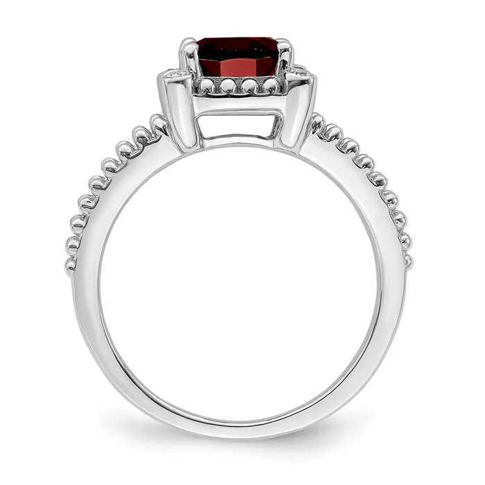 Goldia 14k White Gold Cushion Garnet and Real Diamond Ring Rings