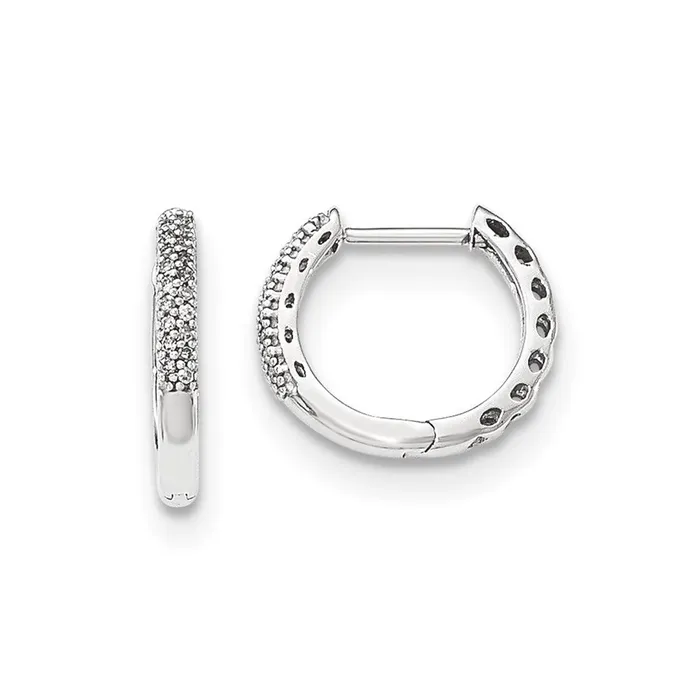 Goldia 14K White Gold Real Diamond 2mm Hinged Hoop Earrings Earrings