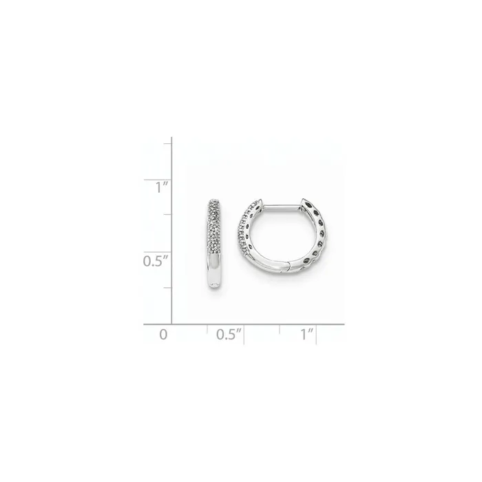 Goldia 14K White Gold Real Diamond 2mm Hinged Hoop Earrings Earrings