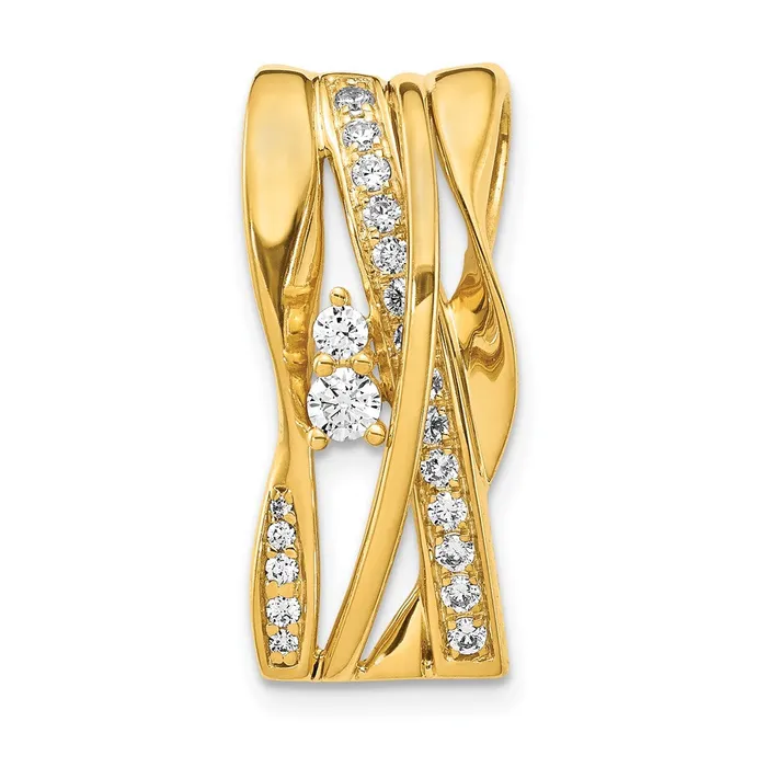 Goldia 14K Yellow Gold 12ct Real Diamond Fancy Curves Chain Slide PreStyled Sets