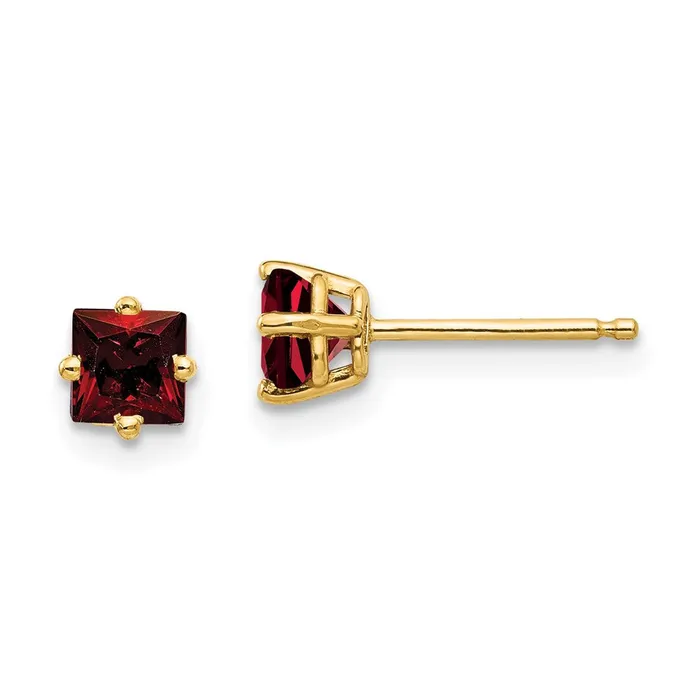 Goldia 14k Yellow Gold 4mm Princess Cut Garnet Earrings Earrings
