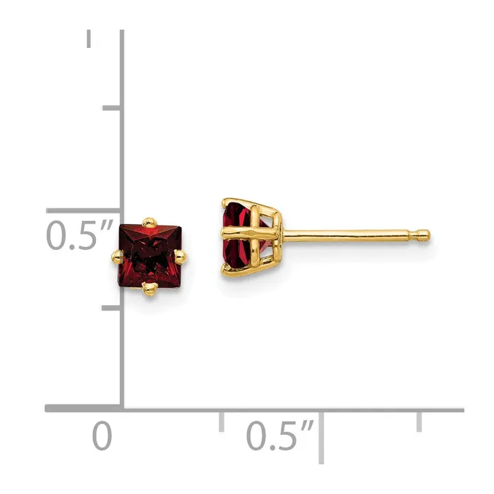 Goldia 14k Yellow Gold 4mm Princess Cut Garnet Earrings Earrings