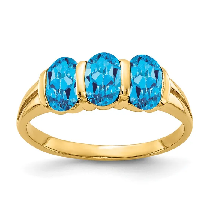 Goldia 14K Yellow Gold 6x4mm Oval Blue Topaz ring Rings