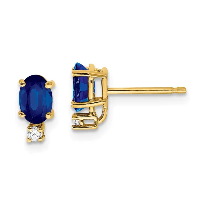 Goldia 14k Yellow Gold 6x4mm Oval Sapphire VS Real Diamond Earrings Earrings Goldia 14k Yellow Gold 6x4mm Oval Sapphire VS Real Diamond Earrings Earrings