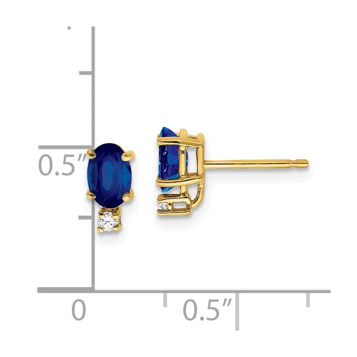 Goldia 14k Yellow Gold 6x4mm Oval Sapphire VS Real Diamond Earrings Earrings