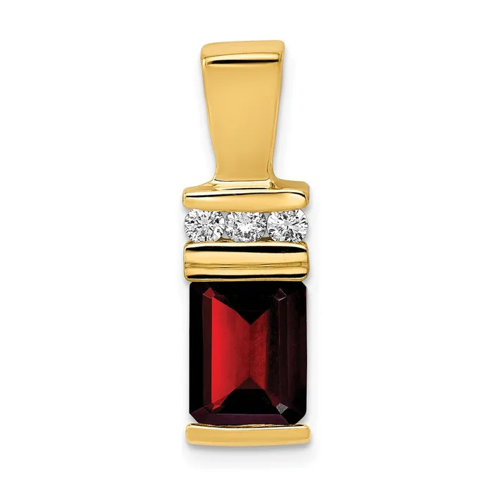 Goldia 14k Yellow Gold 8x6mm Emerald Cut Garnet AA Diamond Slide Earrings Goldia 14k Yellow Gold 8x6mm Emerald Cut Garnet AA Diamond Slide Earrings