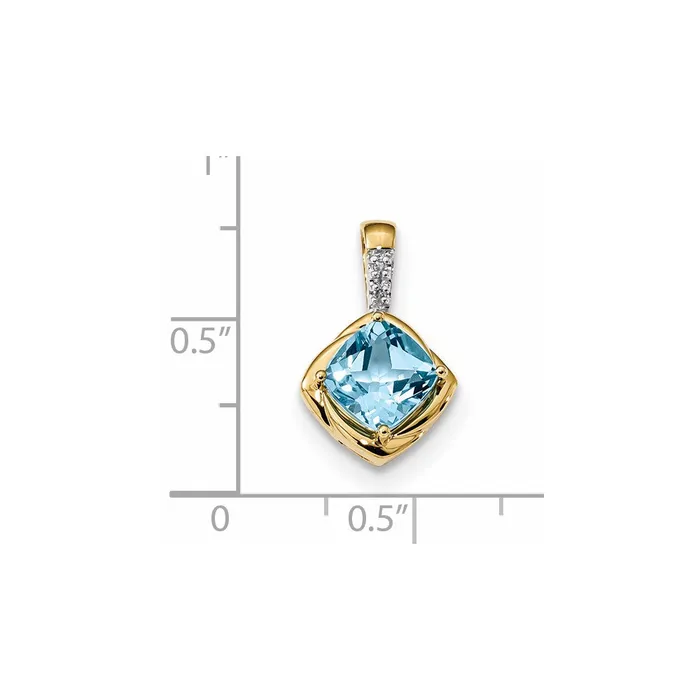 Goldia 14K Yellow Gold L Swiss Blue Topaz u0026 Real Diamond Polished Pendant Necklaces