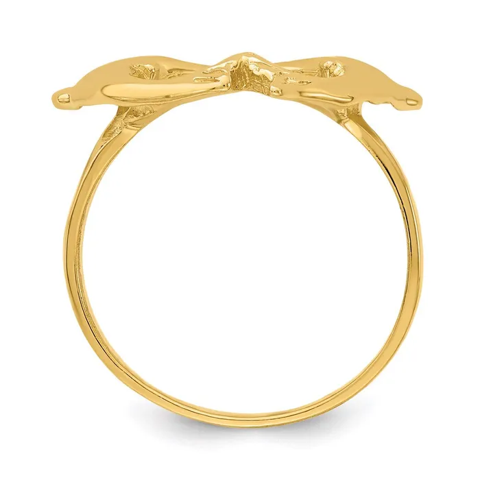 Goldia 14K Yellow Gold Polished Dolphins Heart Ring Rings