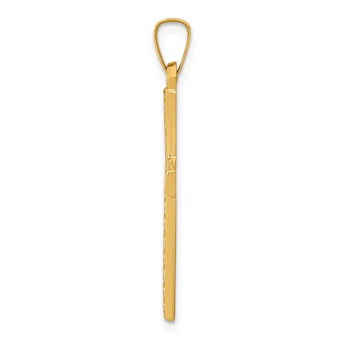 Goldia 14k Yellow Gold Polished Lattice Textured Cross Pendant Necklaces