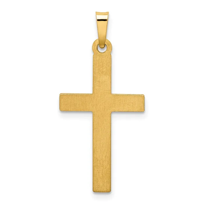 Goldia 14k Yellow Gold Polished Lattice Textured Cross Pendant Necklaces