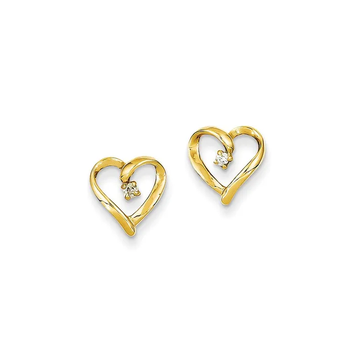 Goldia 14k Yellow Gold Real Diamond heart Earrings Earrings